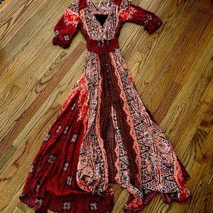 Free People maxi dress orange multi colored size XS